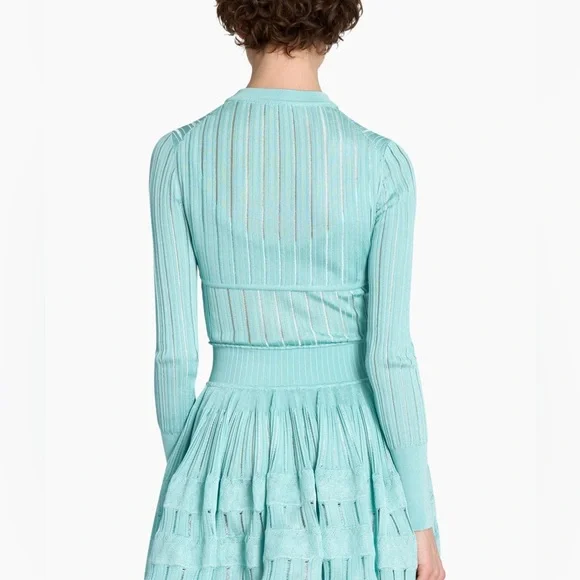 Alaia Rib-Knit Rounded Crop Cardigan - Picture 4 of 14